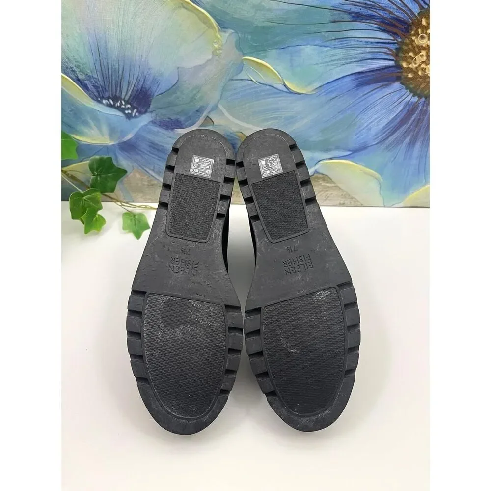 Eileen Fisher Quill Stretch Knit Wedge Booties in Black Size 7.5